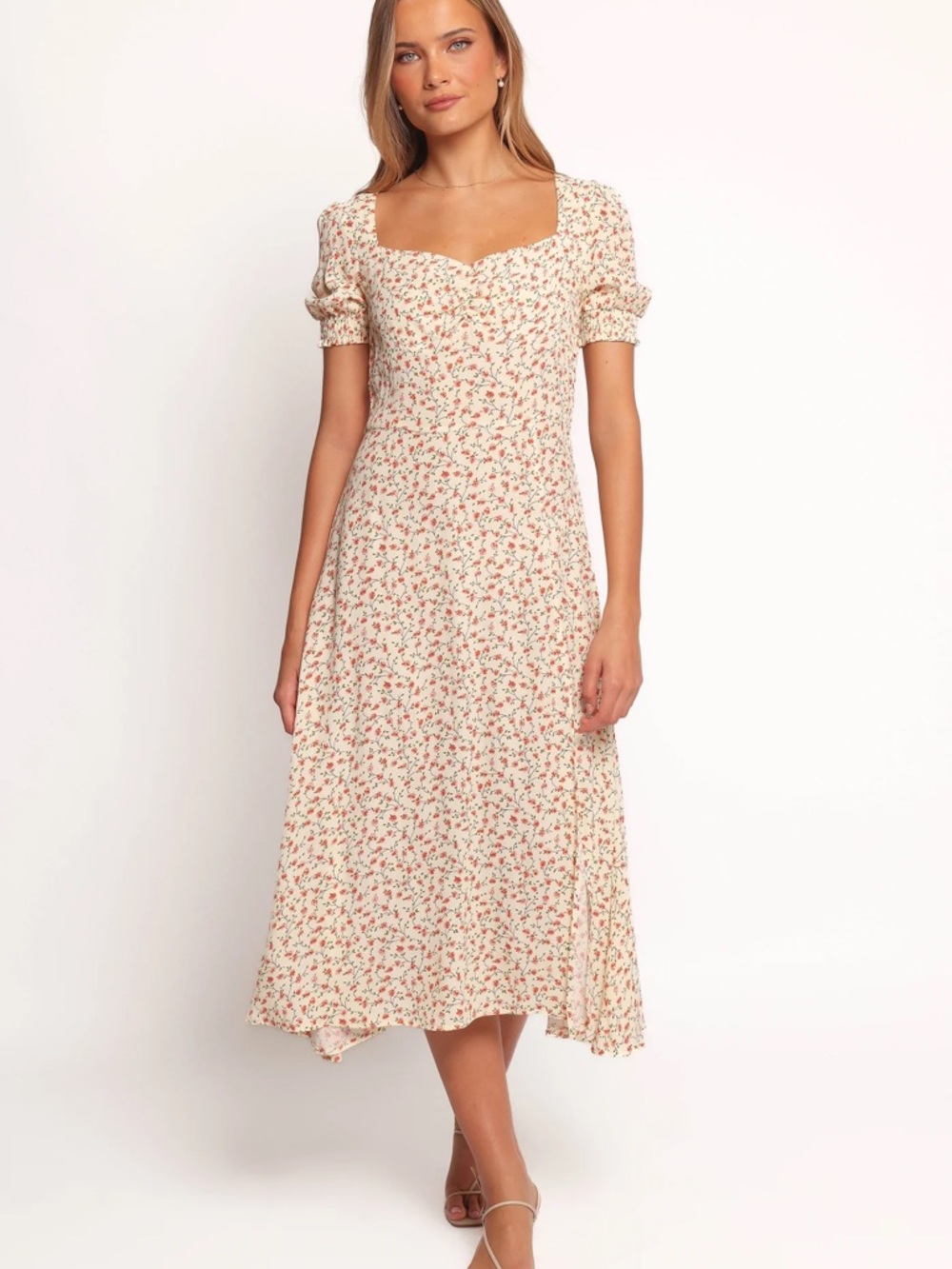 Petal & Pup Cream Midi Dress with Floral Print